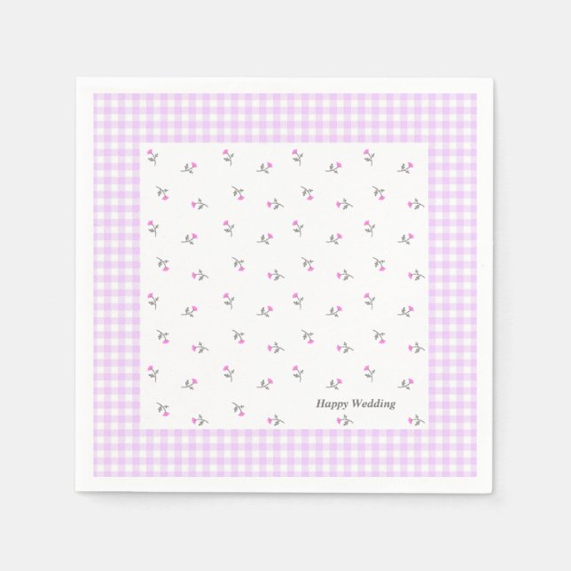 Characters Customize Wild Rose Check Pink Napkin (Front)