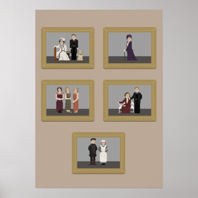 Characters from Downton Abbey  Pixel Art Poster (Front)