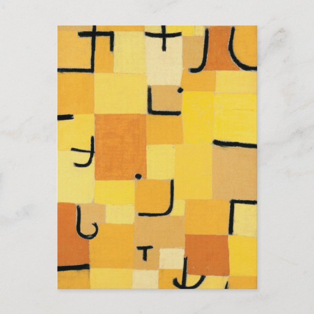 Characters in Yellow Abstract Paul Klee Postcard (Front)