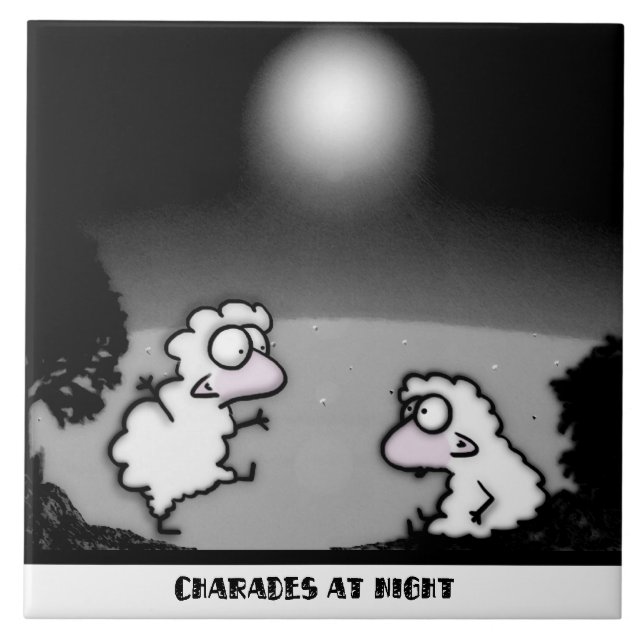 Charades at Night Ceramic Tile (Front)