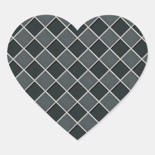 Charcoal 3D Style Checkers Heart Sticker