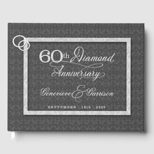 Charcoal 60th Diamond Anniversary with Photo Guest Book (Front)