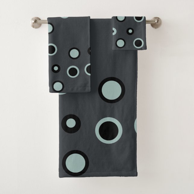 Charcoal and Ash dots  Bath Towel Set (Insitu)