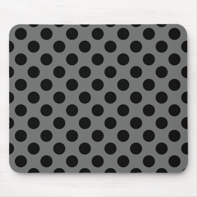 Charcoal and Black Polka Dots Mouse Pad (Front)