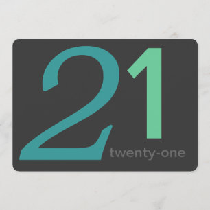 Charcoal and Blue Custom 21st Birthday Invitation