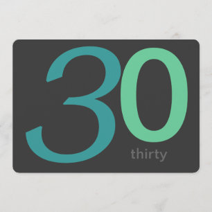 Charcoal and Blue Custom 30th Birthday Invitation