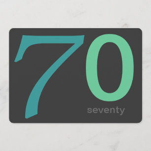 Charcoal and Blue Custom 70th Birthday Invitation