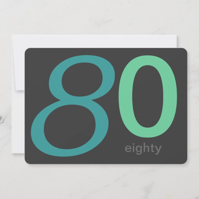 Charcoal and Blue Custom 80th Birthday Invitation (Front)