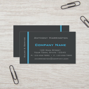 Charcoal and Blue Stripe Professional Business Card