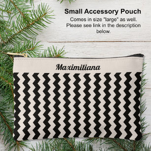 Charcoal and Cement Chevrons-SMALL Accessory Pouch