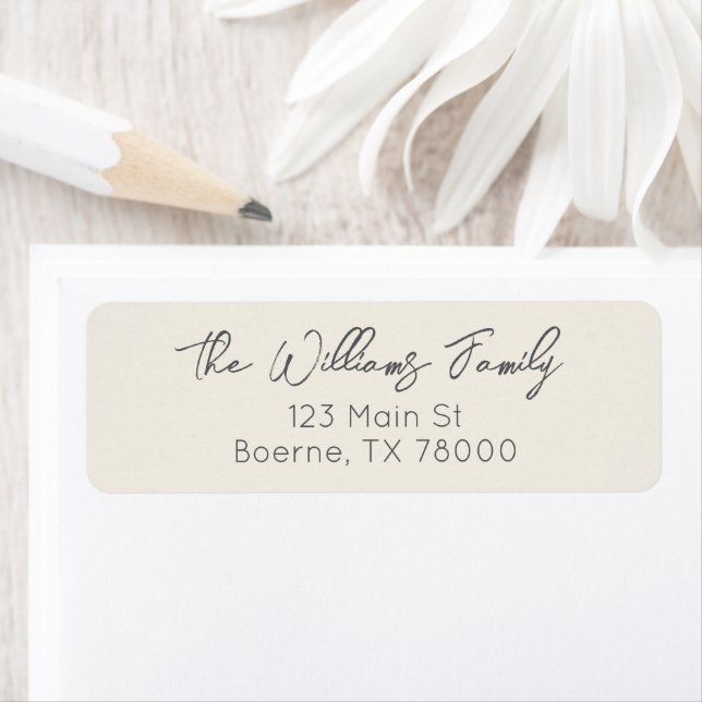 Charcoal and Cream Modern Script  Address Return Address Label (Insitu)