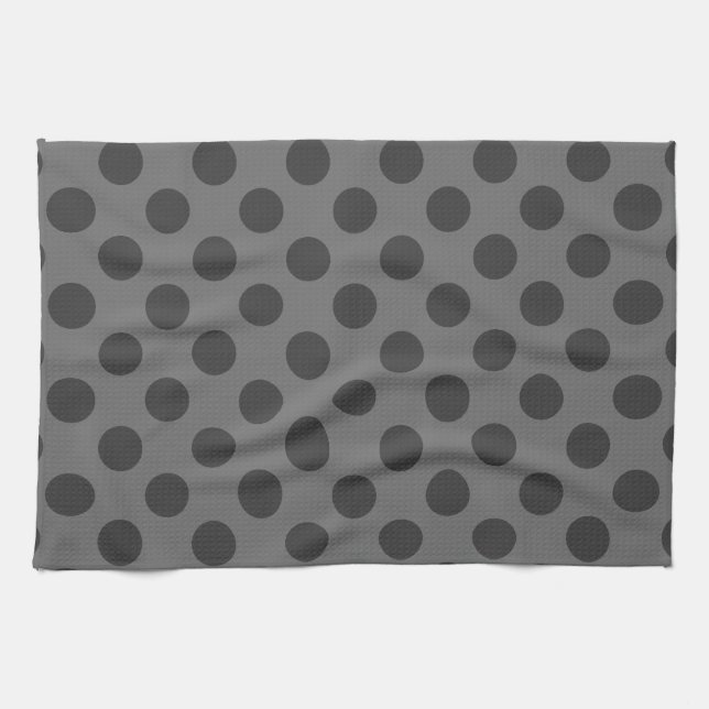 Charcoal and Dark Grey Polka Dot Tea Towel (Horizontal)