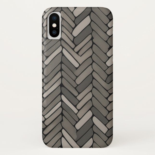 Charcoal and Grey Herringbone Elegant Geometric  Case-Mate iPhone Case (Back)