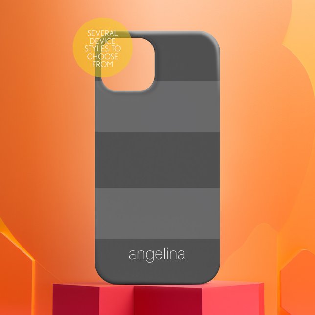 Charcoal and Grey Modern Striped Pattern Name Case-Mate iPhone Case (Personalized Case-Mate Phone Case - Choose Your Device and Add Text or Completely Customize)