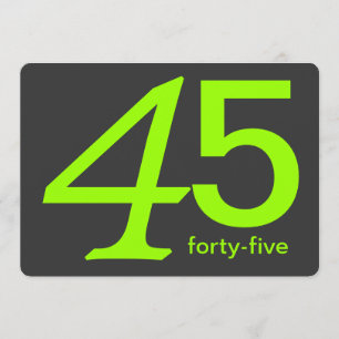 Charcoal and Lime Custom 45th Birthday Invitation