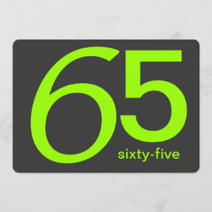 Charcoal and Lime Custom 65th Birthday Invitation