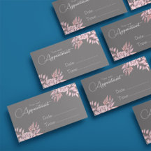 Charcoal and pink sophisticated appointment card