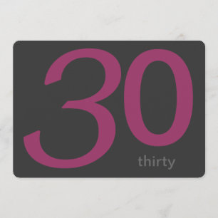 Charcoal and Plum Custom 30th Birthday Invitation