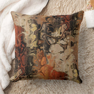 Charcoal and Rust Fractal art Cushion