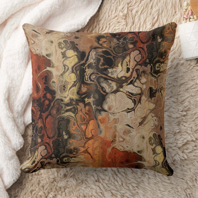 Charcoal and Rust Fractal art Cushion (Blanket)