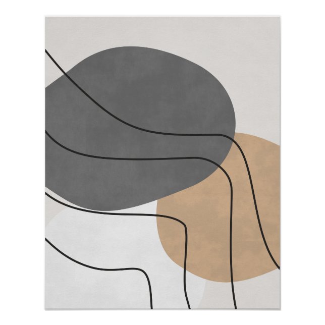 Charcoal and Tan Abstract with Fine Linework Poster (Front)