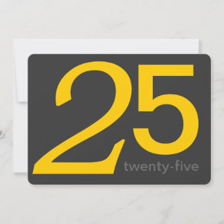 Charcoal and Yellow Custom 25th Birthday Invite