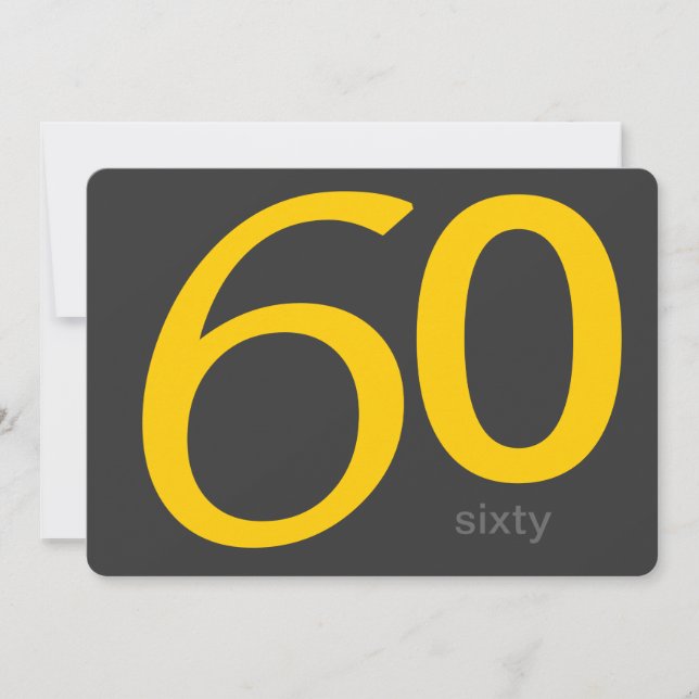 Charcoal and Yellow Custom 60th Birthday Invite (Front)