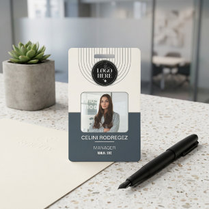 Charcoal Arch Minimalist Corporate Employee Photo ID Badge