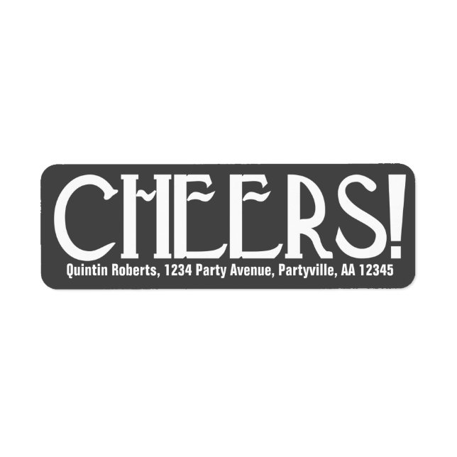 Charcoal Art Deco Cheers Return Address Label (Front)