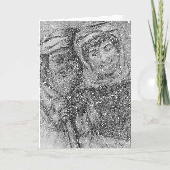 Charcoal Art Drawing Shepherds Christmas Card (Front)