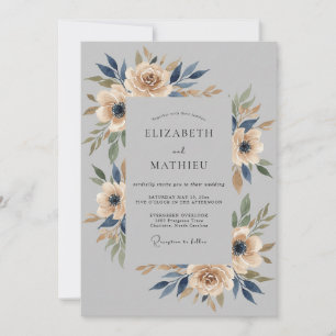 Charcoal Atmospheric Botanical Wedding Invitation