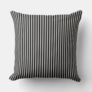 Charcoal, Black and White Stripes Cushion