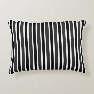 Charcoal, Black and White Stripes Decorative Cushion