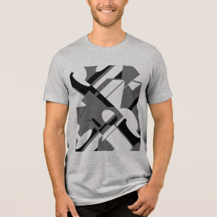 Charcoal Black Diagonal Geometric Art MCM-inspired Tri-Blend Shirt