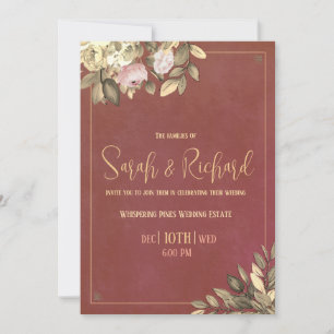 Charcoal Black & Gold Wedding Invitation