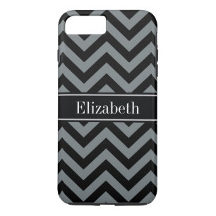 Charcoal, Black LG Chevron Black Name Monogram iPhone 8 Plus/7 Plus Case