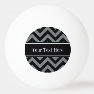 Charcoal, Black LG Chevron Black Name Monogram Ping Pong Ball