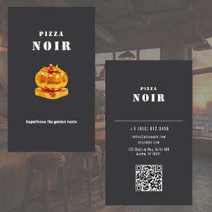 Charcoal Black Pizza Restaurant Chic Modern Shop Business Card