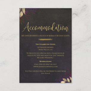 Charcoal Black Velvet Wedding Weekend Details Enclosure Card