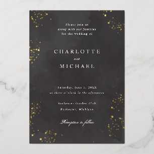 charcoal black watercolor wedding gold