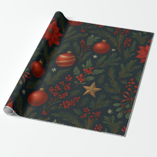 Charcoal Bloom - Charcoal Floral Holiday Wrapping Paper
