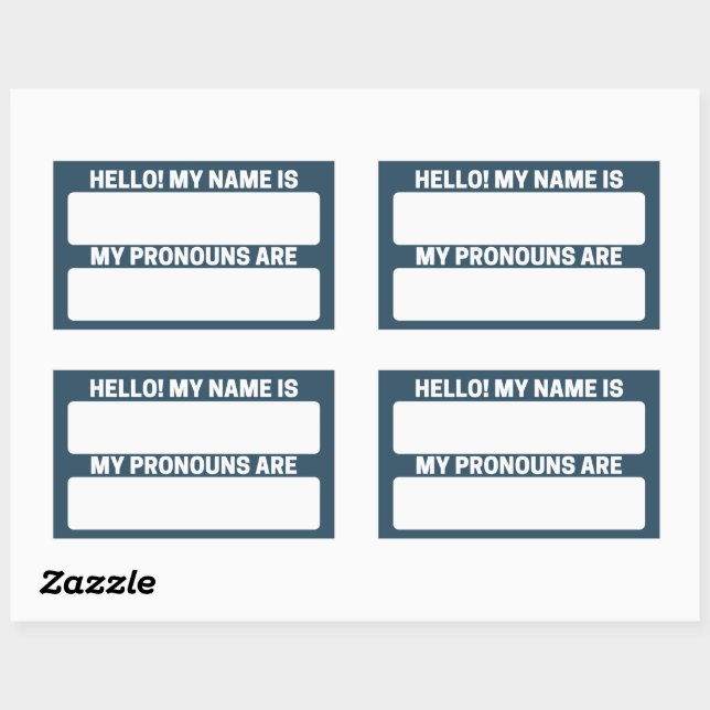 Charcoal Blue Name & Pronoun Labels (Sheet)