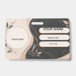 Charcoal Blush Beauty Salon Stylist Staff ID Badge