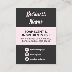Charcoal Blush Pink Soap Scent Ingredients List Business Card