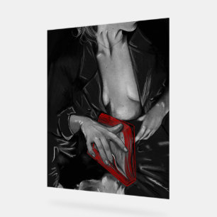 Charcoal Book Lover Crimson Wall Art Acrylic Sign