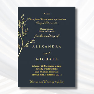 Charcoal Botanical Bible Verse Christian Wedding