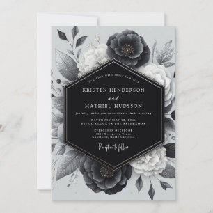 Charcoal Botanical Romance Wedding Invitation