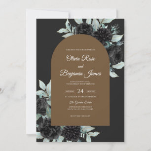 Charcoal Bronze Foliage Eucalyptus Wedding Invitation
