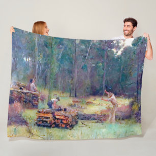 Charcoal Burners Wood Splitters Tom Roberts 1886 Fleece Blanket