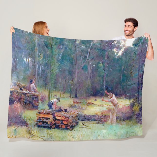 Charcoal Burners Wood Splitters Tom Roberts 1886  Fleece Blanket (In Situ)